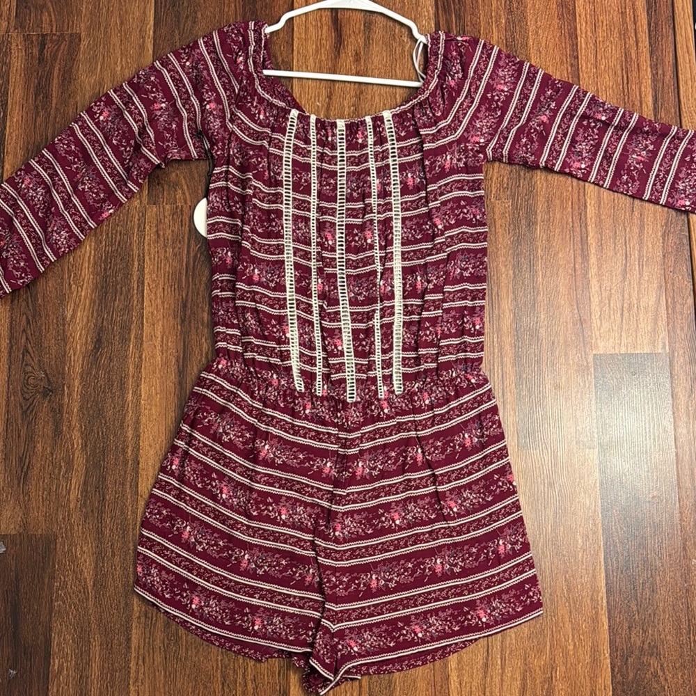 Floral Burgundy Romper